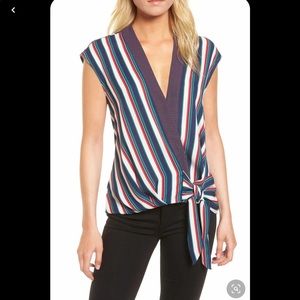 TROUVE Stripe Wrap Top